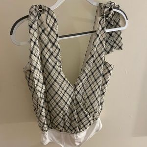 Revolve plaid tie sleeve privacy please bodysuit